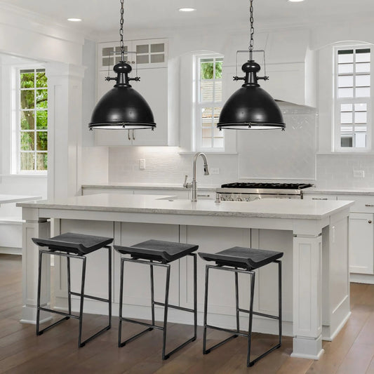 Givens Wood Seat Bar/Counter Stool by Mercana in matte black. Made from wood, metal in a modern style.