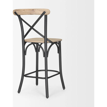 Etienne Counter Stool by Mercana in brown. Made from solid wood in a unique style.