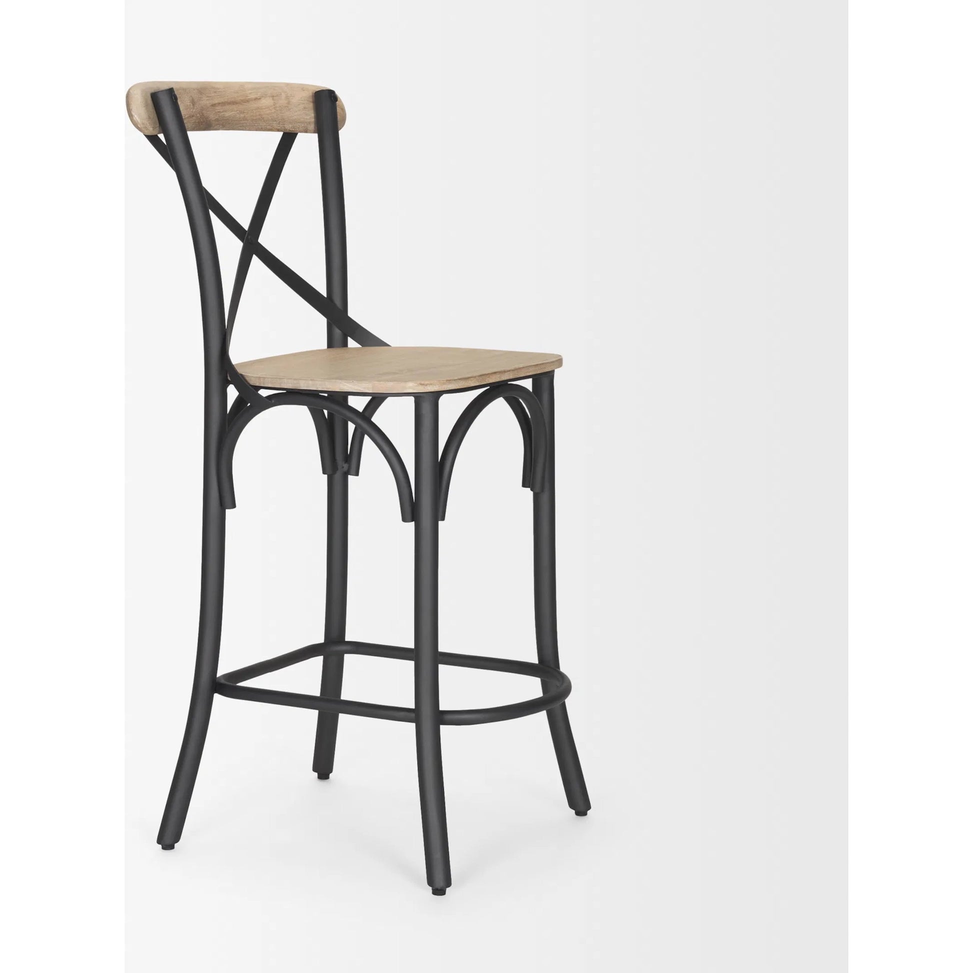 Etienne Counter Stool by Mercana in brown. Made from solid wood in a unique style.