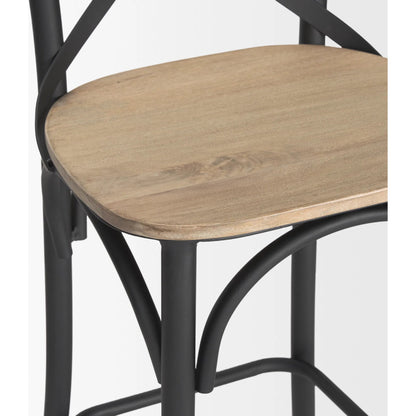 Etienne Counter Stool by Mercana in brown. Made from solid wood in a unique style.