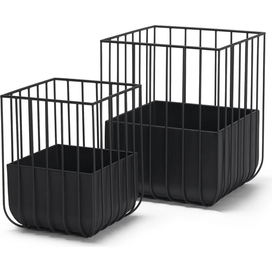 Verna Wire Cage Planters by Mercana in black. Made from metal in a unique style.