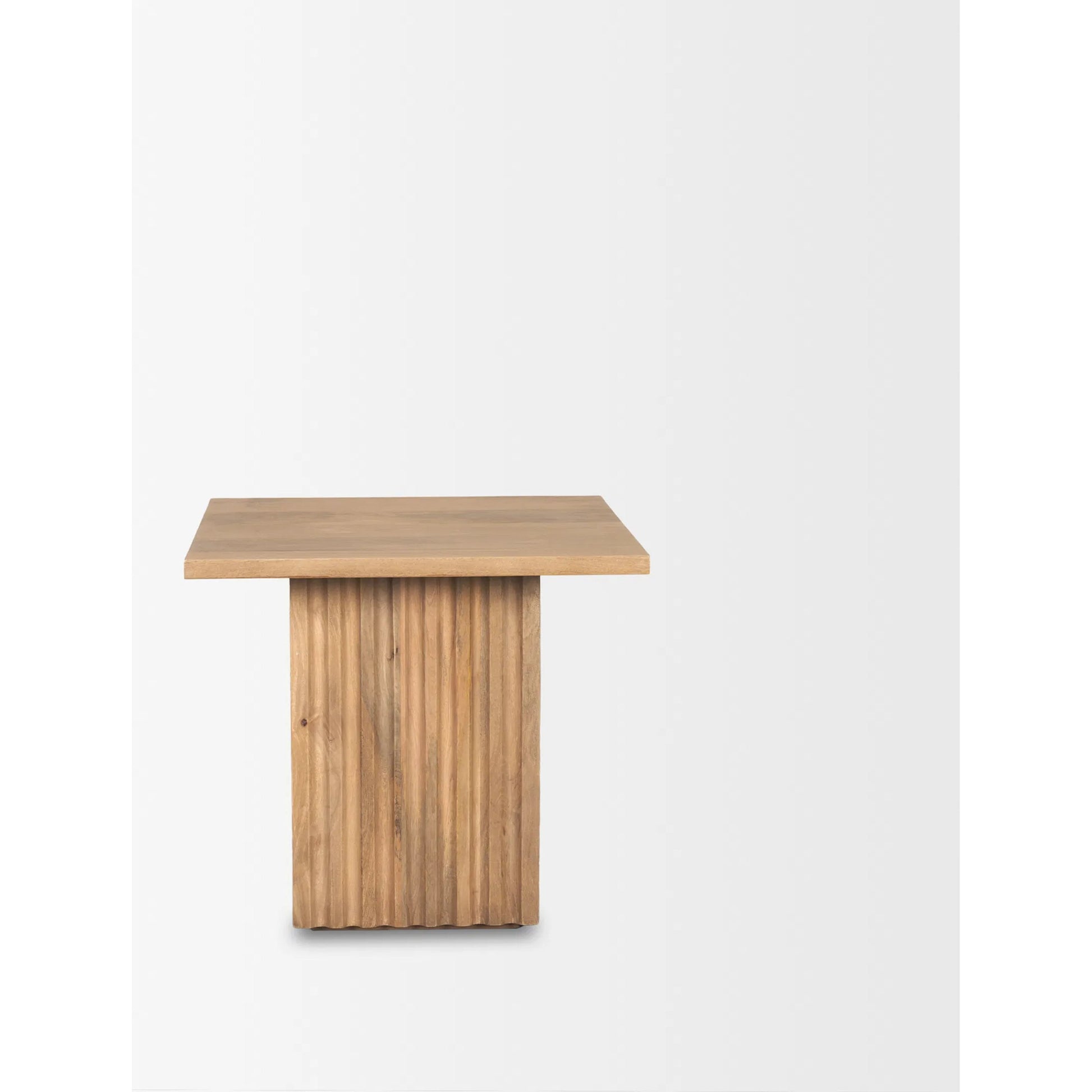 June Side Table by Mercana in brown, light. Made from solid wood in a transitional style.