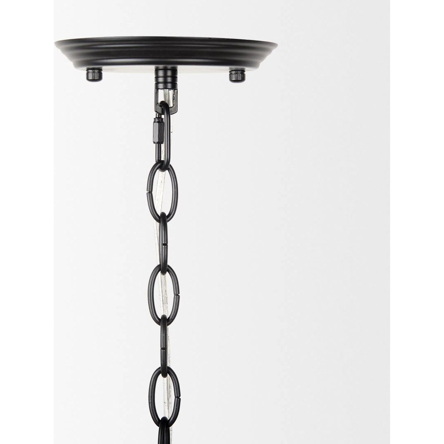 027 SI-2370415 | Closeup | Gabriel Chandelier by Mercana in black. Made from metal in a traditional style.