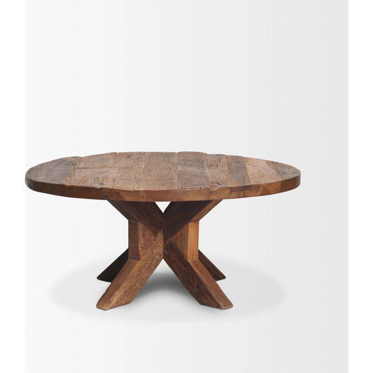 Heidi Coffee Table by Mercana in reclaimed brown. Made from solid wood in a cottage & farmhouse style.