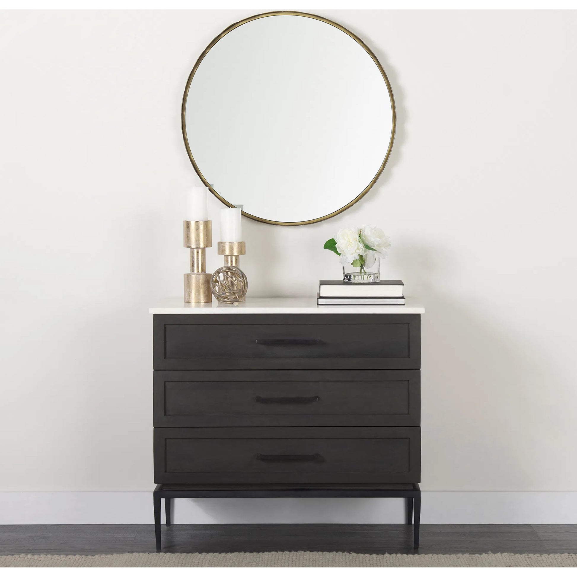 Divina Accent Cabinet by Mercana in black. Made from solid wood in a modern style.