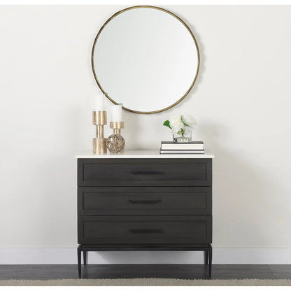 Divina Accent Cabinet by Mercana in black. Made from solid wood in a modern style.