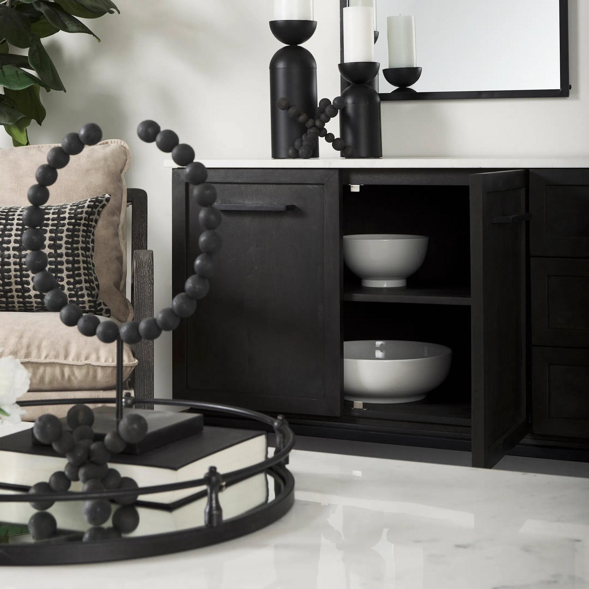 Divina Sideboard by Mercana in black. Made from solid wood in a modern style.