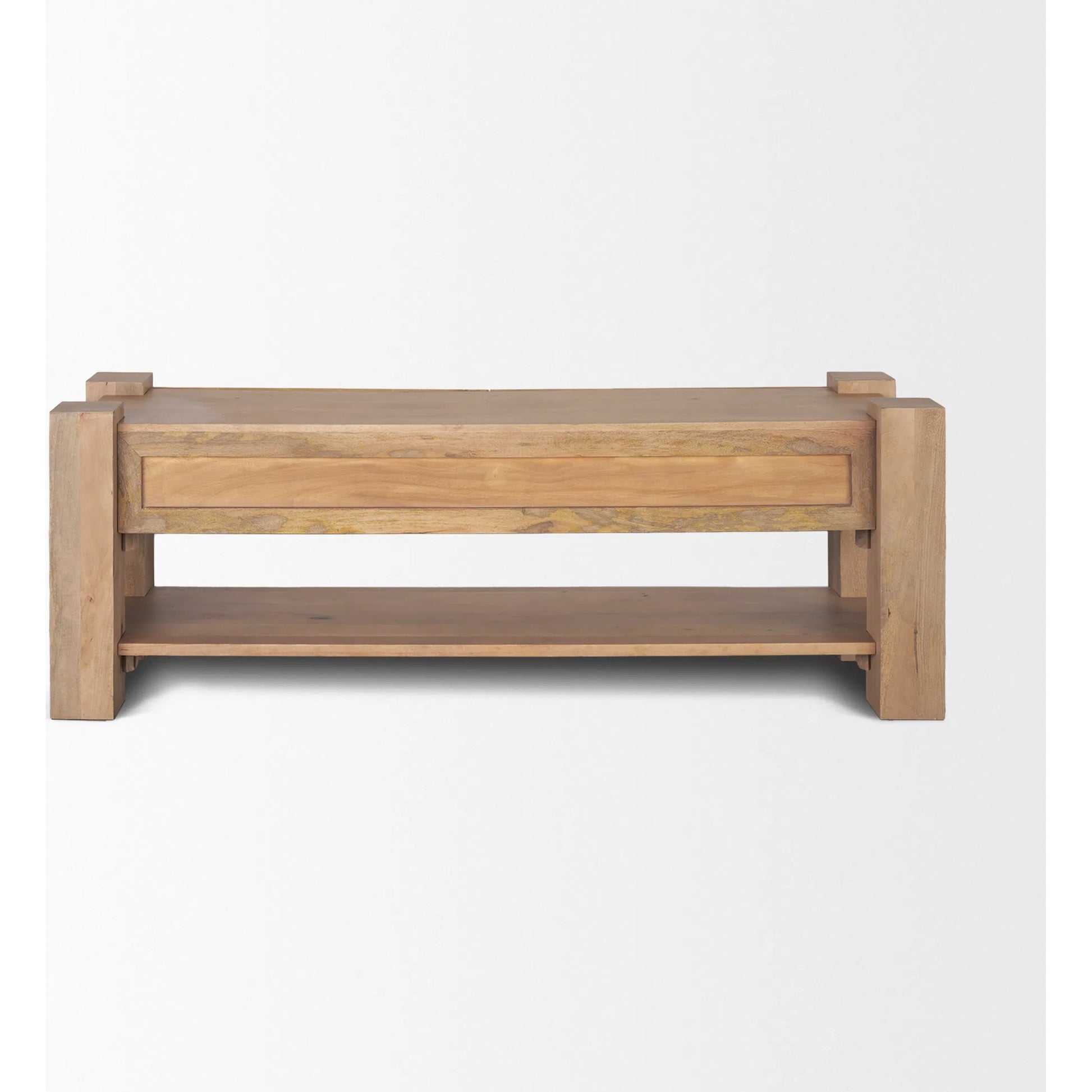 Beth Media Console by Mercana in brown. Made from solid wood in a transitional style.