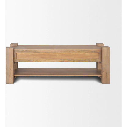 Beth Media Console by Mercana in brown. Made from solid wood in a transitional style.