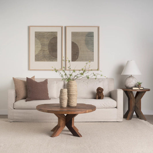 Kamli Mache Vase by Mercana in beige. Made from paper in a rustic style.