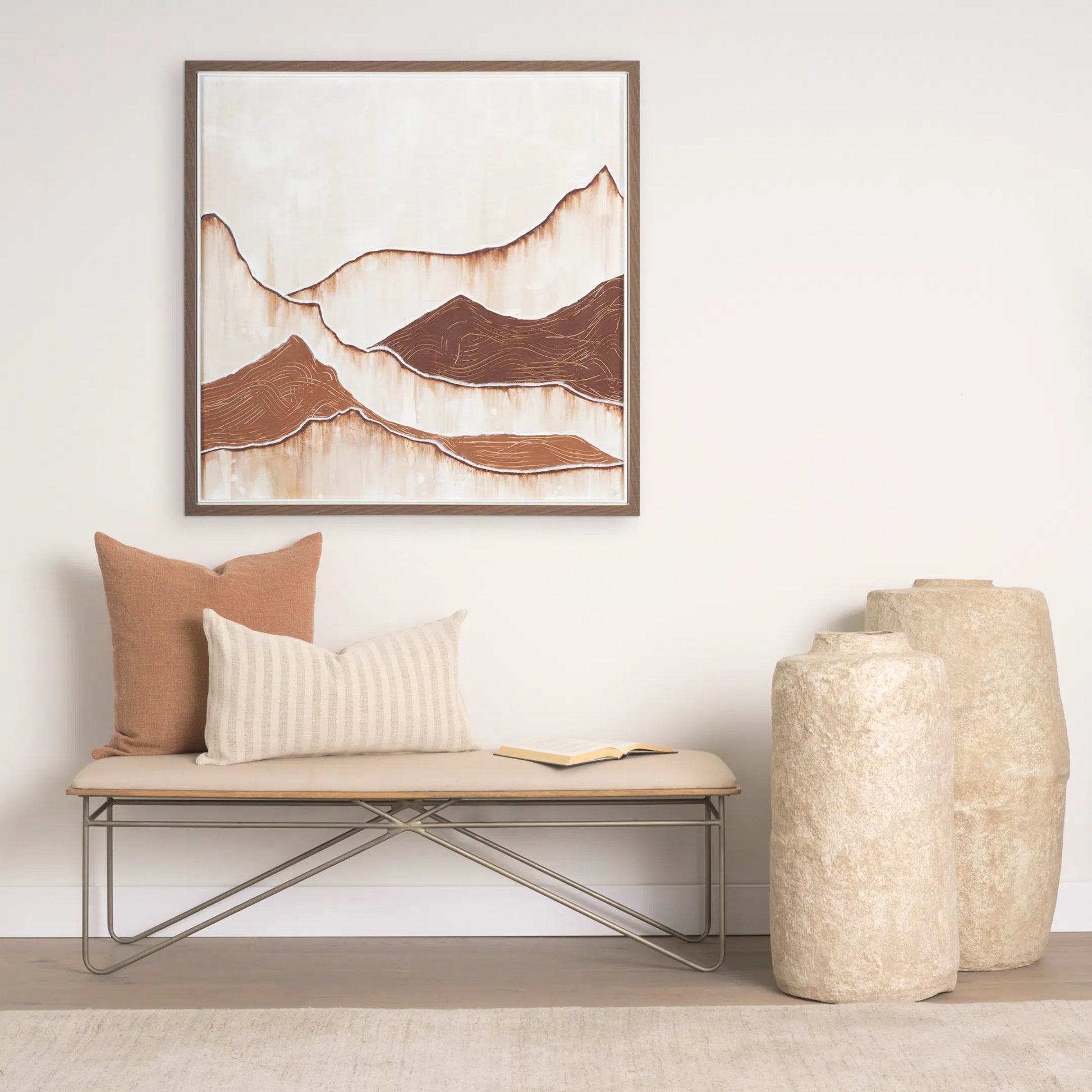 Camille Bench by Mercana in cream. Made from metal in a modern style.