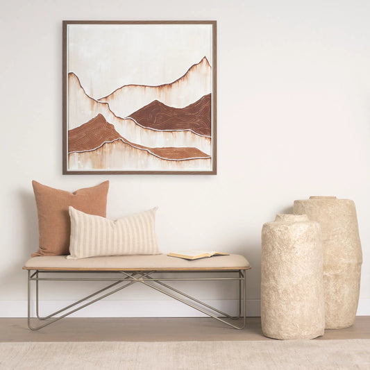 Camille Bench by Mercana in cream. Made from metal in a unique style.