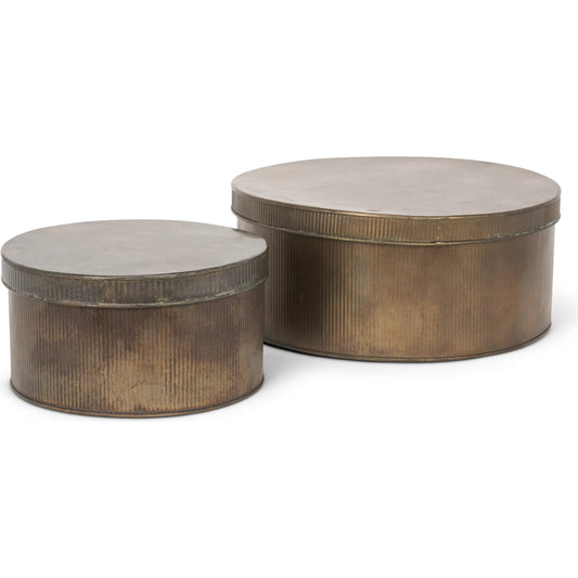 Josephine Round Box (Set of 2) by Mercana in gold. Made from metal in a unique style.