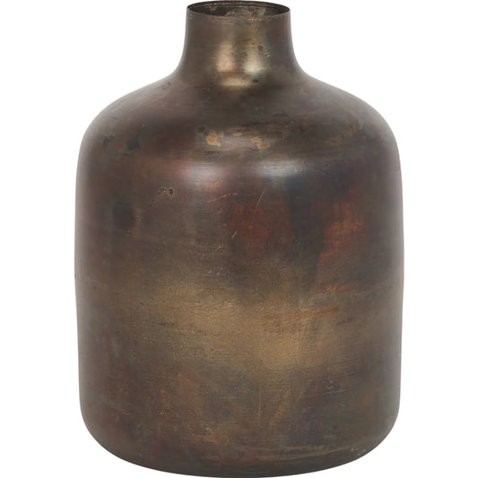 Daya Antiqued Vase by Mercana in gold. Made from metal in a unique style.