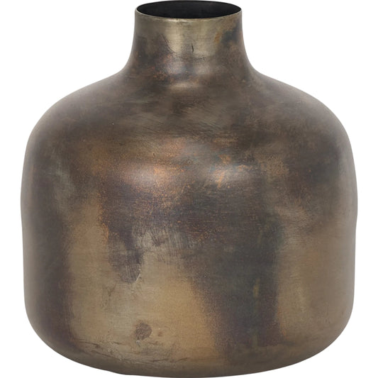 Daya Antiqued Vase by Mercana in gold. Made from metal in a unique style.