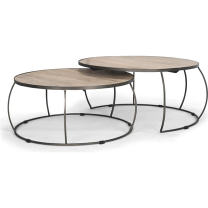 Clapp Nesting Coffee Table by Mercana in silver. Made from solid wood in a transitional style.