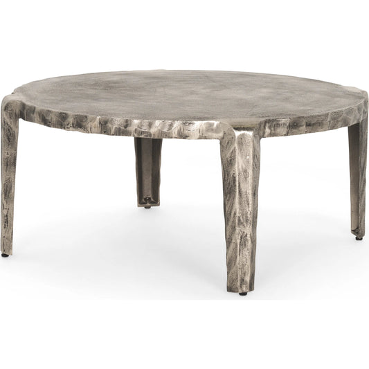 Randy Coffee Table by Mercana in silver. Made from metal in a unique style.
