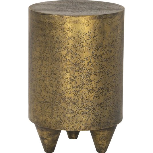 Rosh Accent Table by Mercana in gold. Made from metal in a unique style.