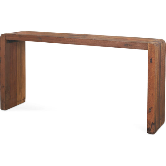 Estelle Console Table by Mercana in brown. Made from solid wood in a unique style.