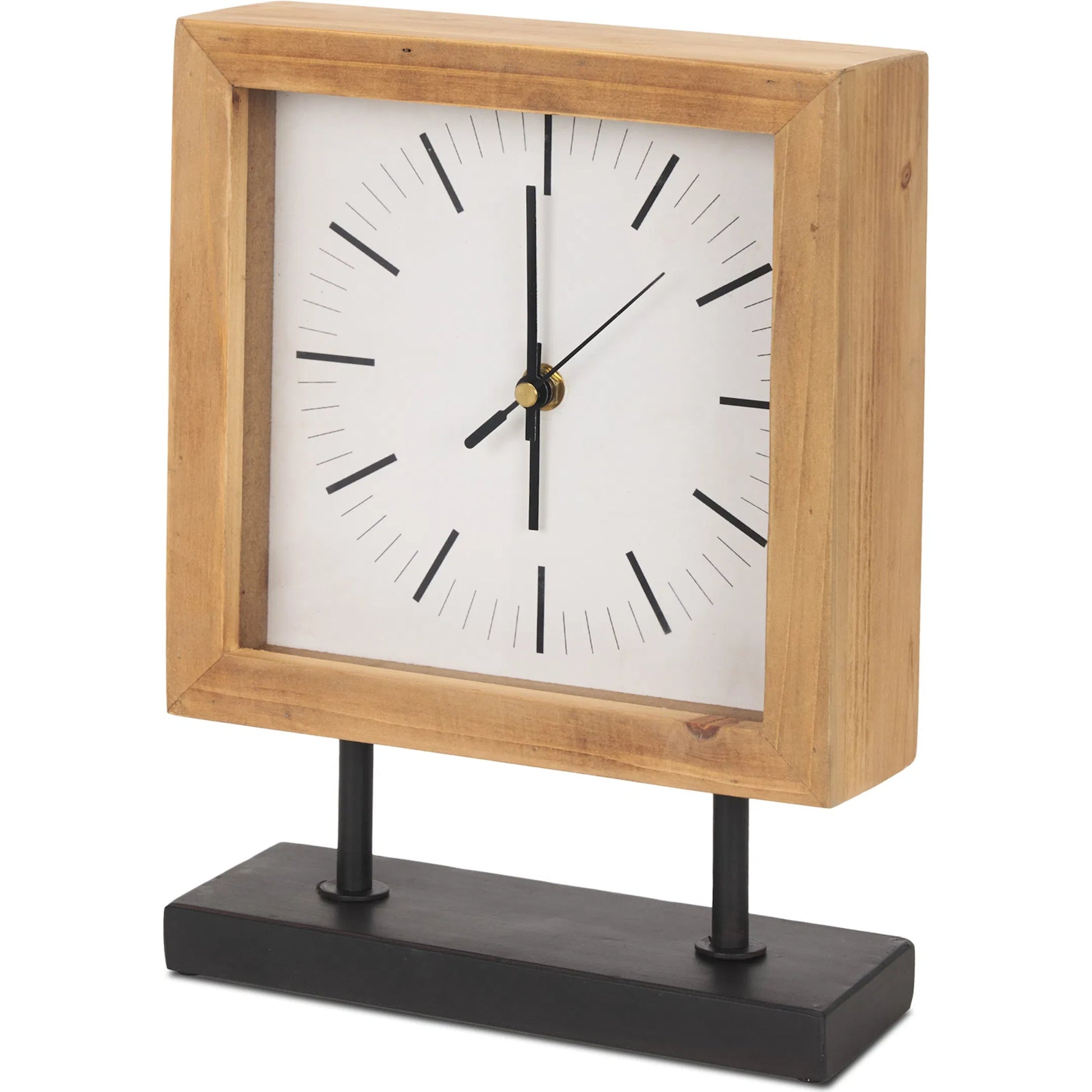 Renaya Table Clock by Mercana in brown. Made from solid wood in a transitional style.