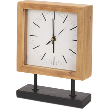 Renaya Table Clock by Mercana in brown. Made from solid wood in a transitional style.