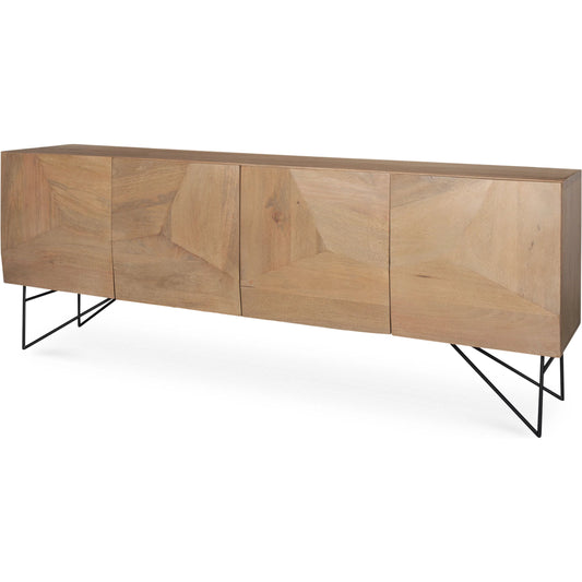 Darwin Sideboard by Mercana in light brown. Made from solid wood in a unique style.