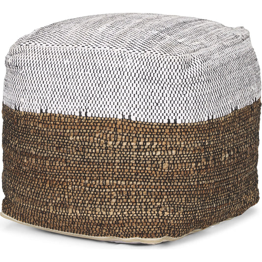 Samiya Pouf by Mercana in black, white. Made from fabric in a unique style.