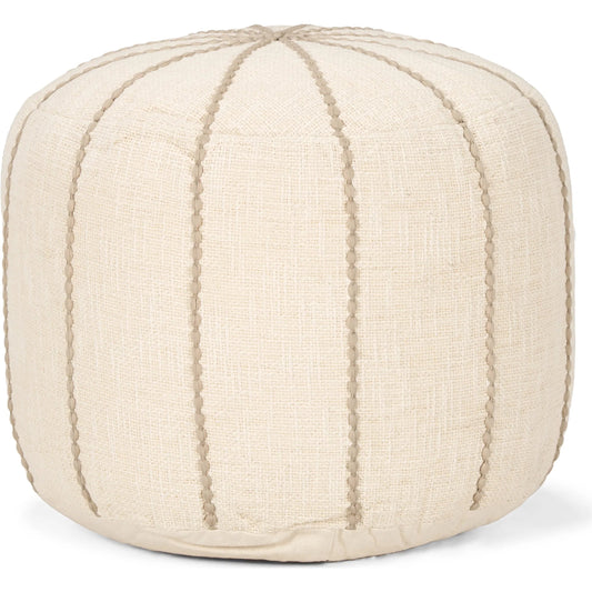 Sachi Pouf by Mercana in beige, taupe. Made from fabric in a unique style.