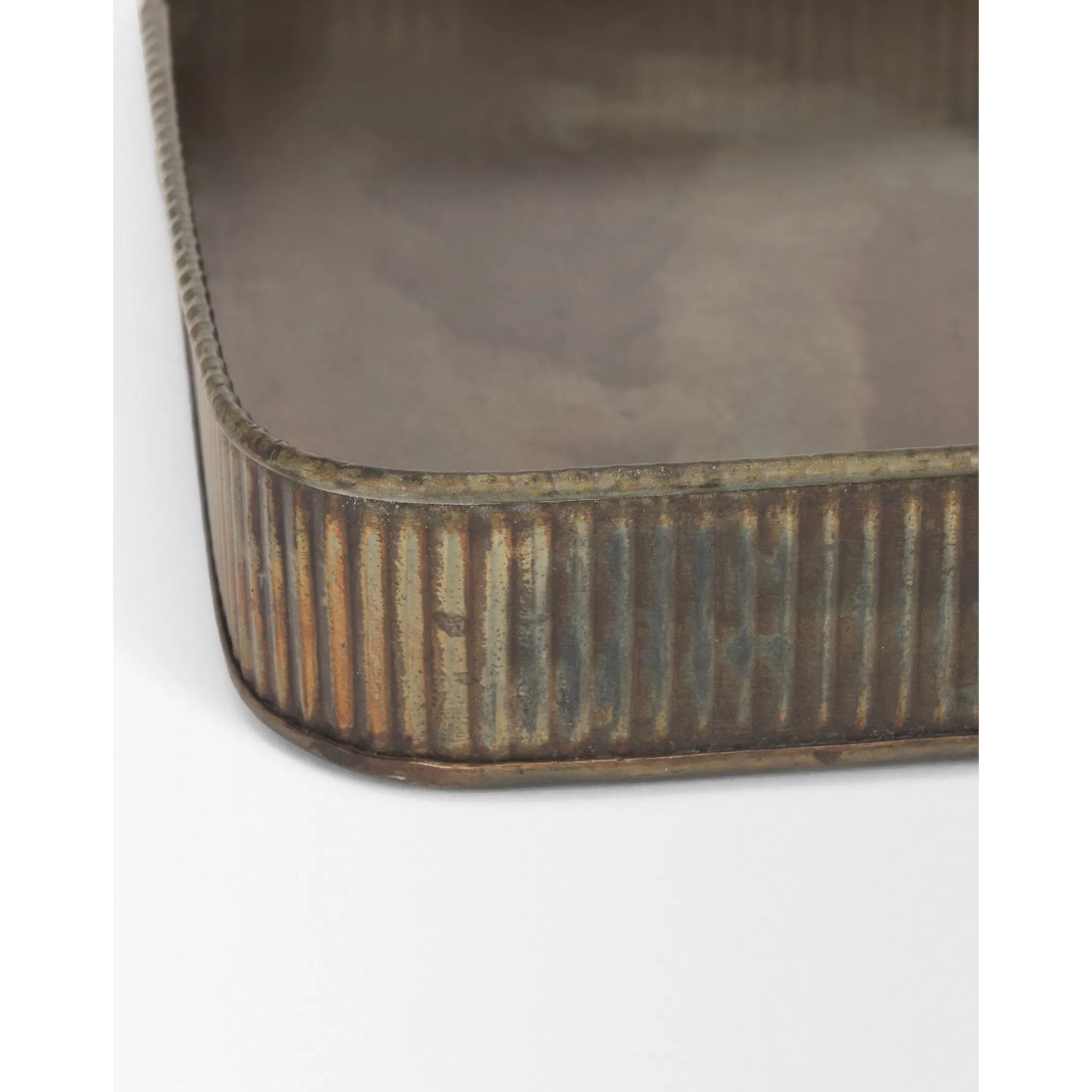 002 SI-2370279 | Closeup | Varun Square Antiqued Brass Trays by Mercana in yellow. Made from metal in a modern style.