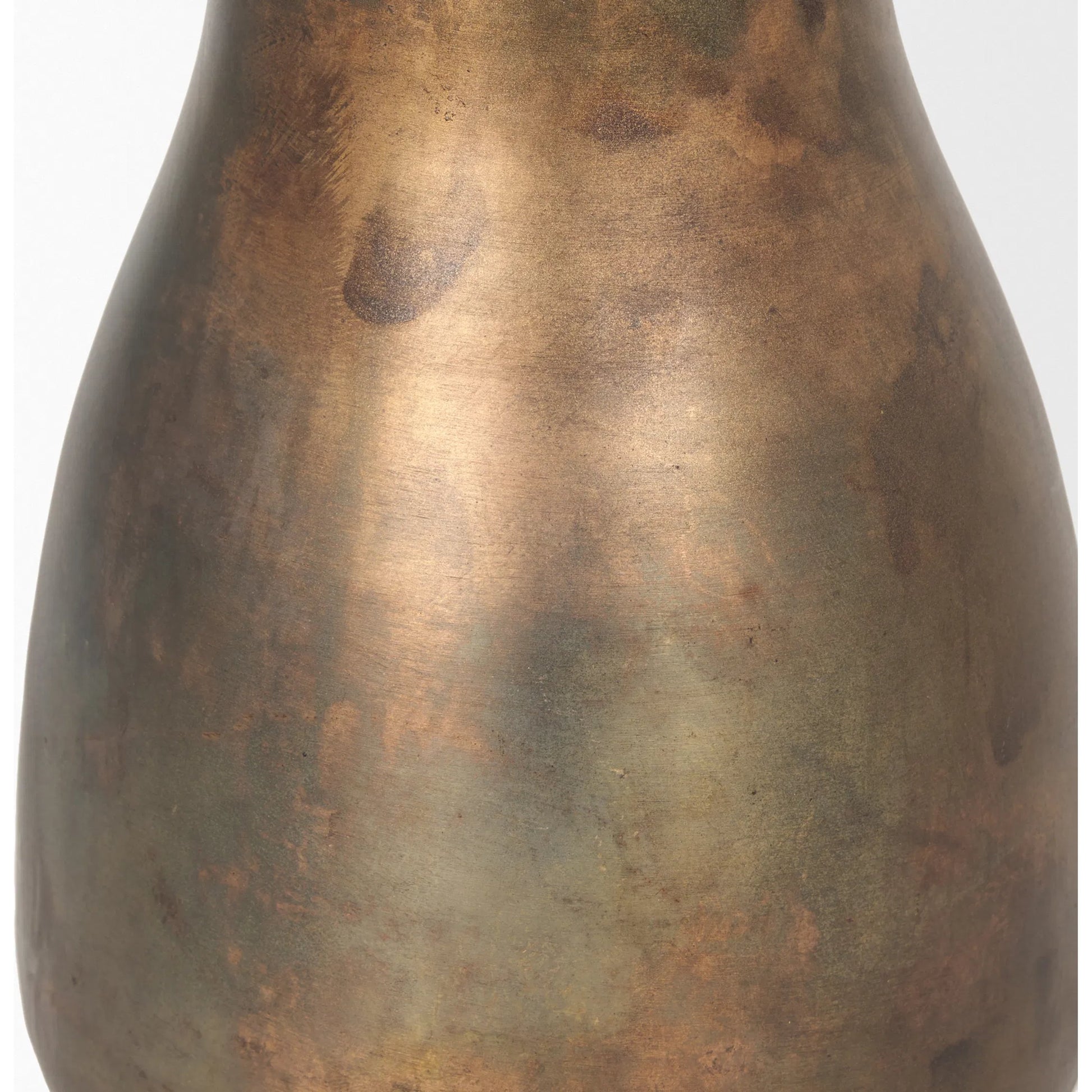 Devi Oxidized Vase by Mercana in gold. Made from metal in a rustic style.