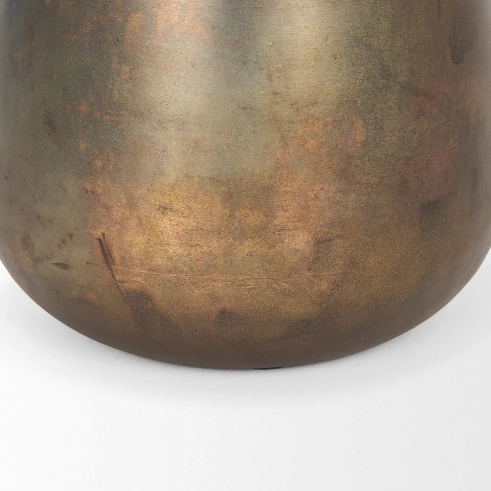 Devi Oxidized Vase by Mercana in gold. Made from metal in a rustic style.
