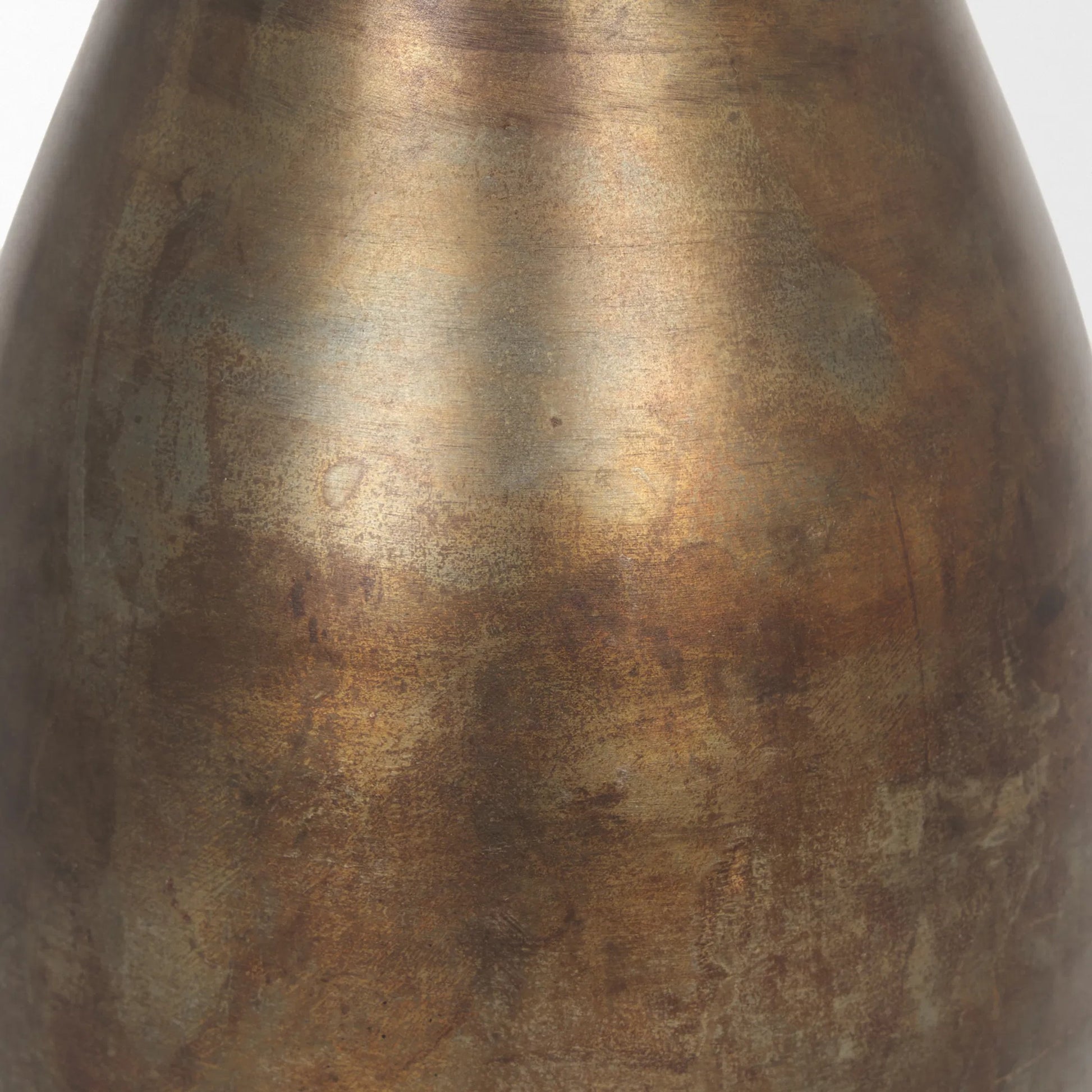 Devi Oxidized Vase by Mercana in gold. Made from metal in a rustic style.