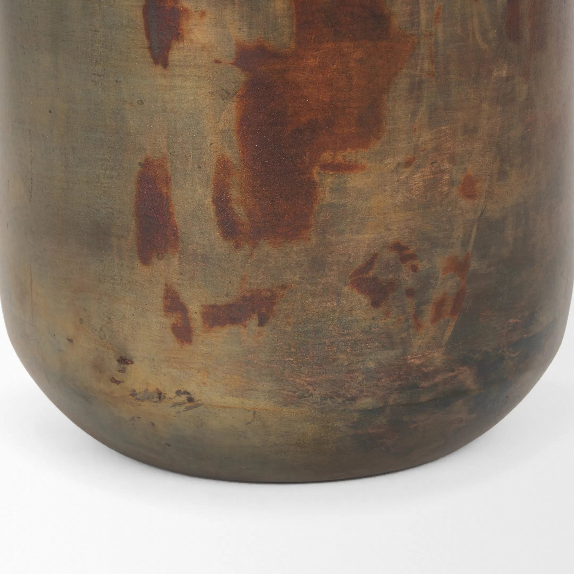 Devi Oxidized Vase by Mercana in gold. Made from metal in a rustic style.