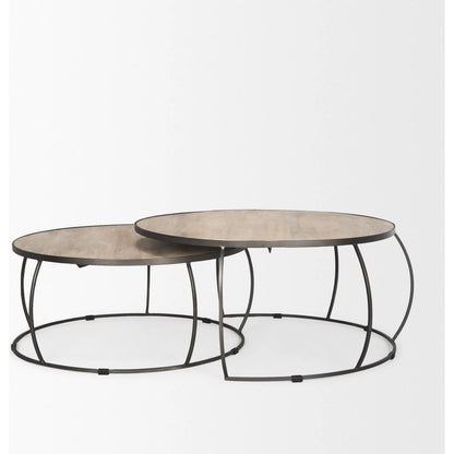 Clapp Nesting Coffee Table by Mercana in silver. Made from solid wood in a unique style.