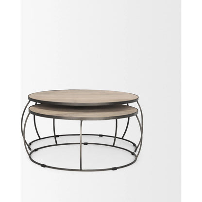 Clapp Nesting Coffee Table by Mercana in silver. Made from solid wood in a unique style.