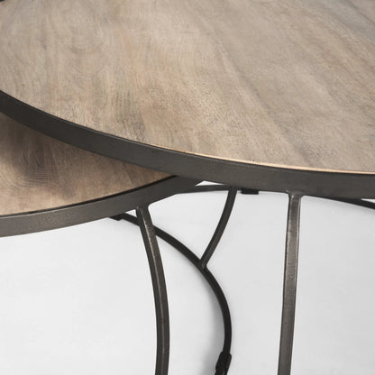 Clapp Nesting Coffee Table by Mercana in silver. Made from solid wood in a unique style.