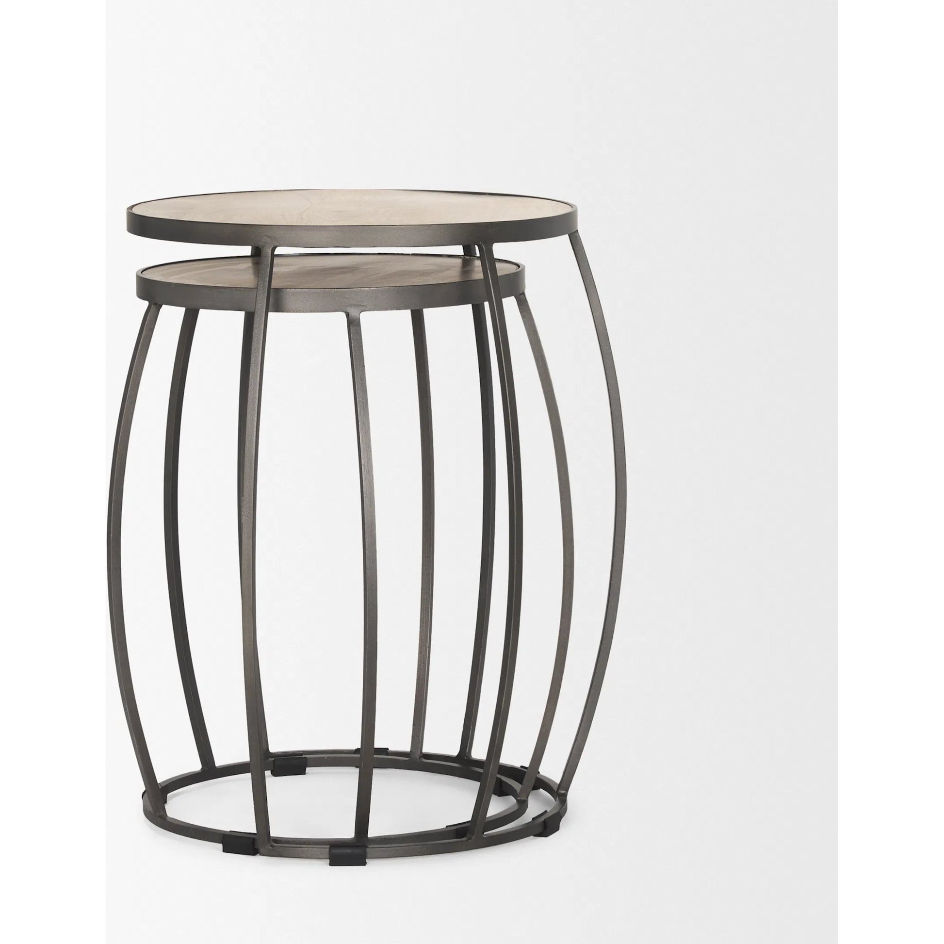 Clapp Nesting Accent Tables by Mercana in white. Made from metal in a transitional style.