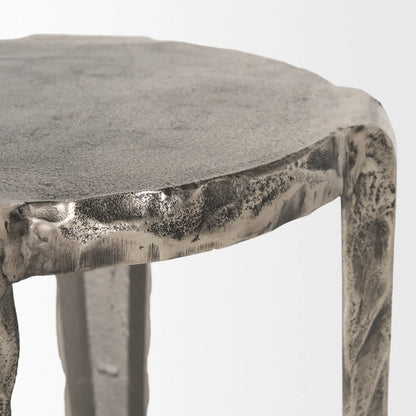 Randy Accent Table by Mercana in silver. Made from metal in a modern style.