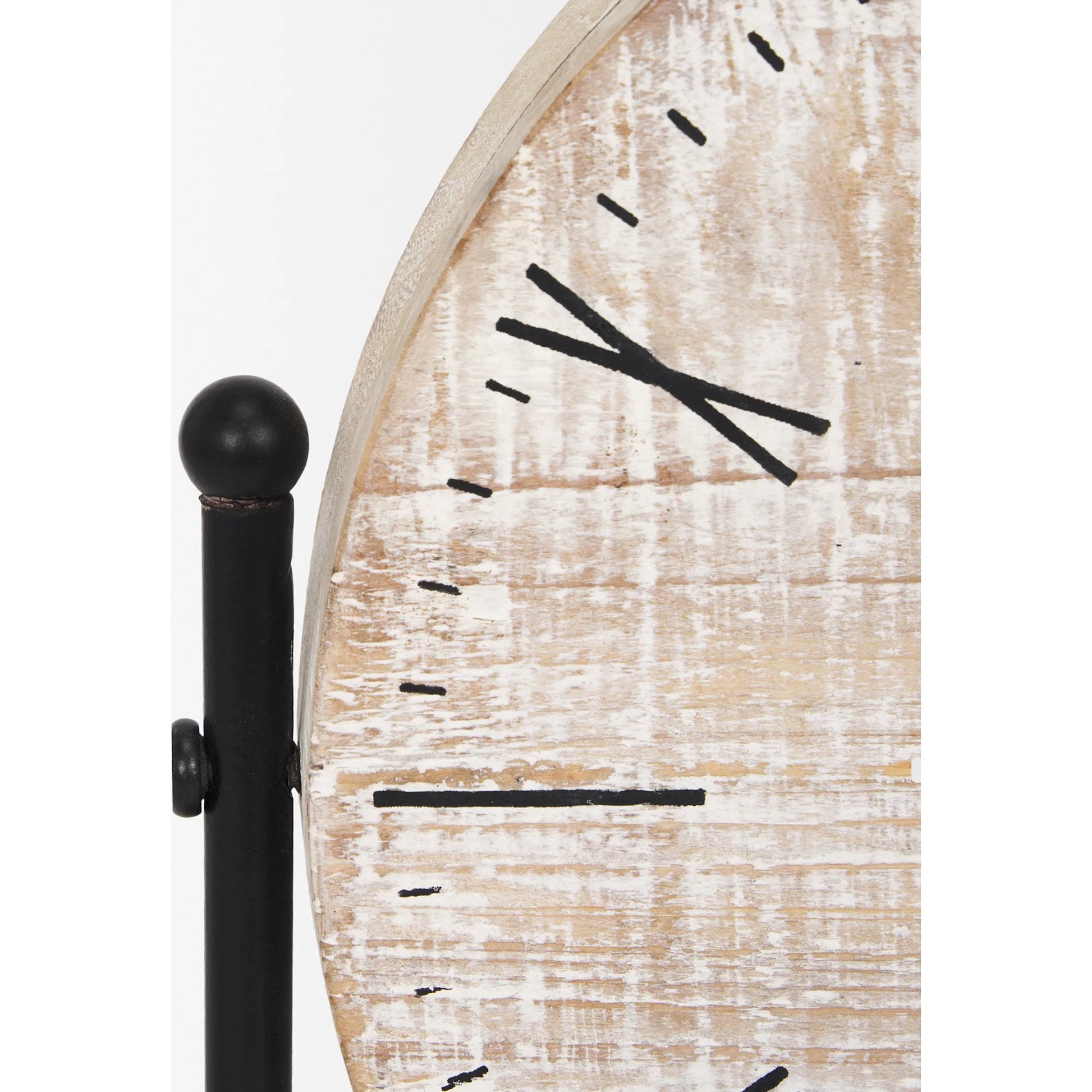 Raja Table Clock by Mercana in black, brown. Made from metal, solid wood in a cottage & farmhouse style.
