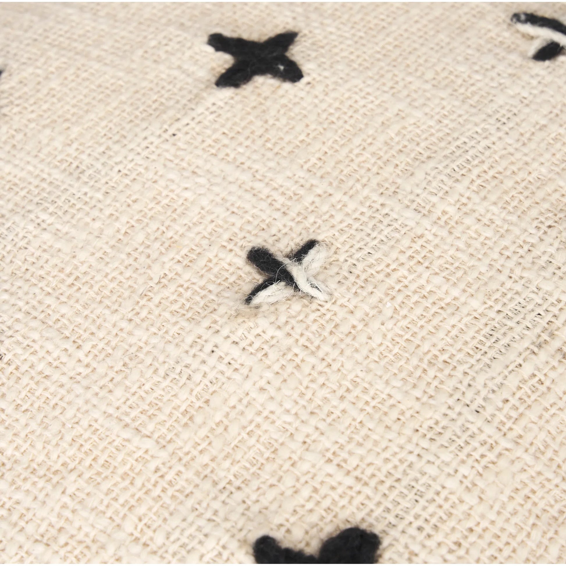 Saanvi Pouf by Mercana in black, cream. Made from wool in a transitional style.