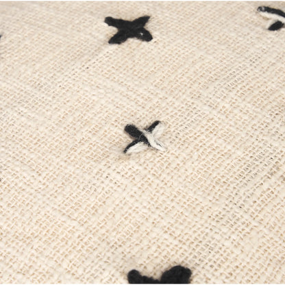 Saanvi Pouf by Mercana in black, cream. Made from wool in a transitional style.