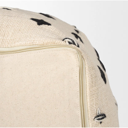 Saanvi Pouf by Mercana in black, cream. Made from wool in a transitional style.