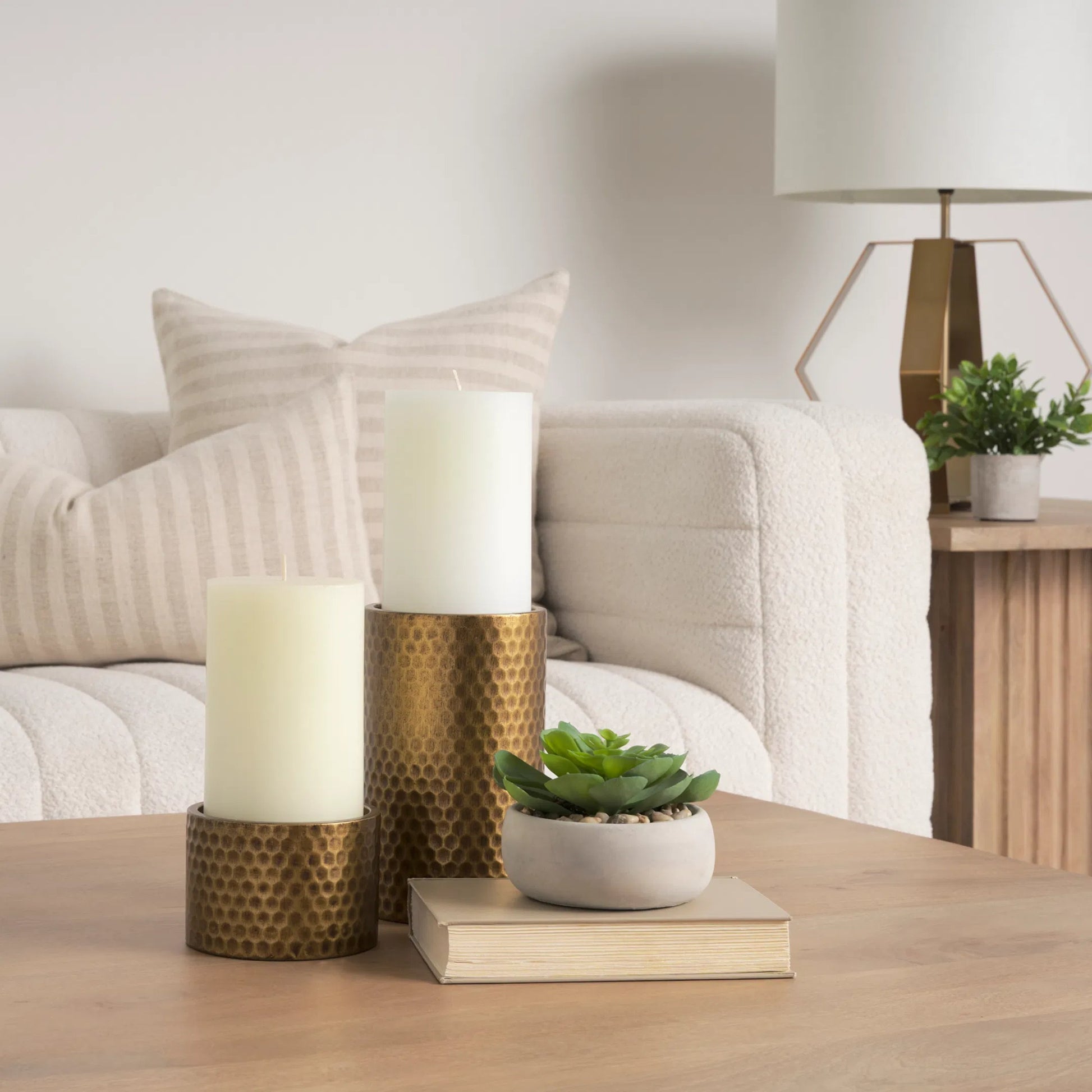 Gage Candle Holder by Mercana in gold. Made from metal in a modern style.