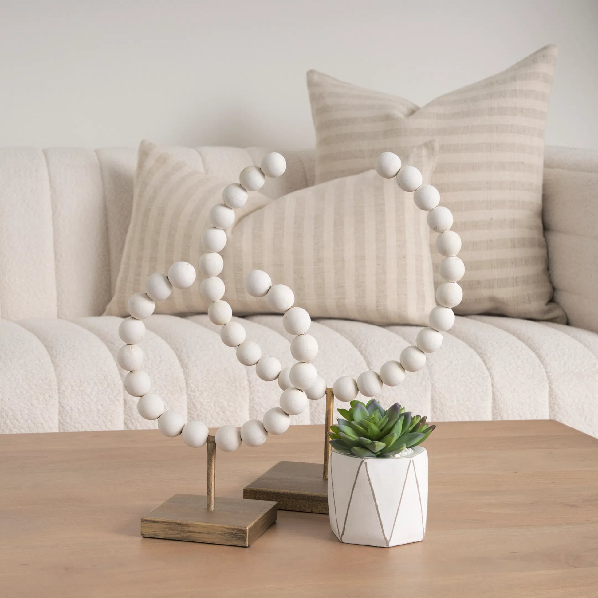 Pontchartrain I Beaded Broken Sphere Decorative Object Gold Base by Mercana in white. Made from unique in a eclectic & global style.