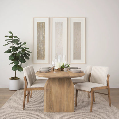Tahoe Dining Chair by Mercana in cream, dark brown. Made from fabric in a unique style.