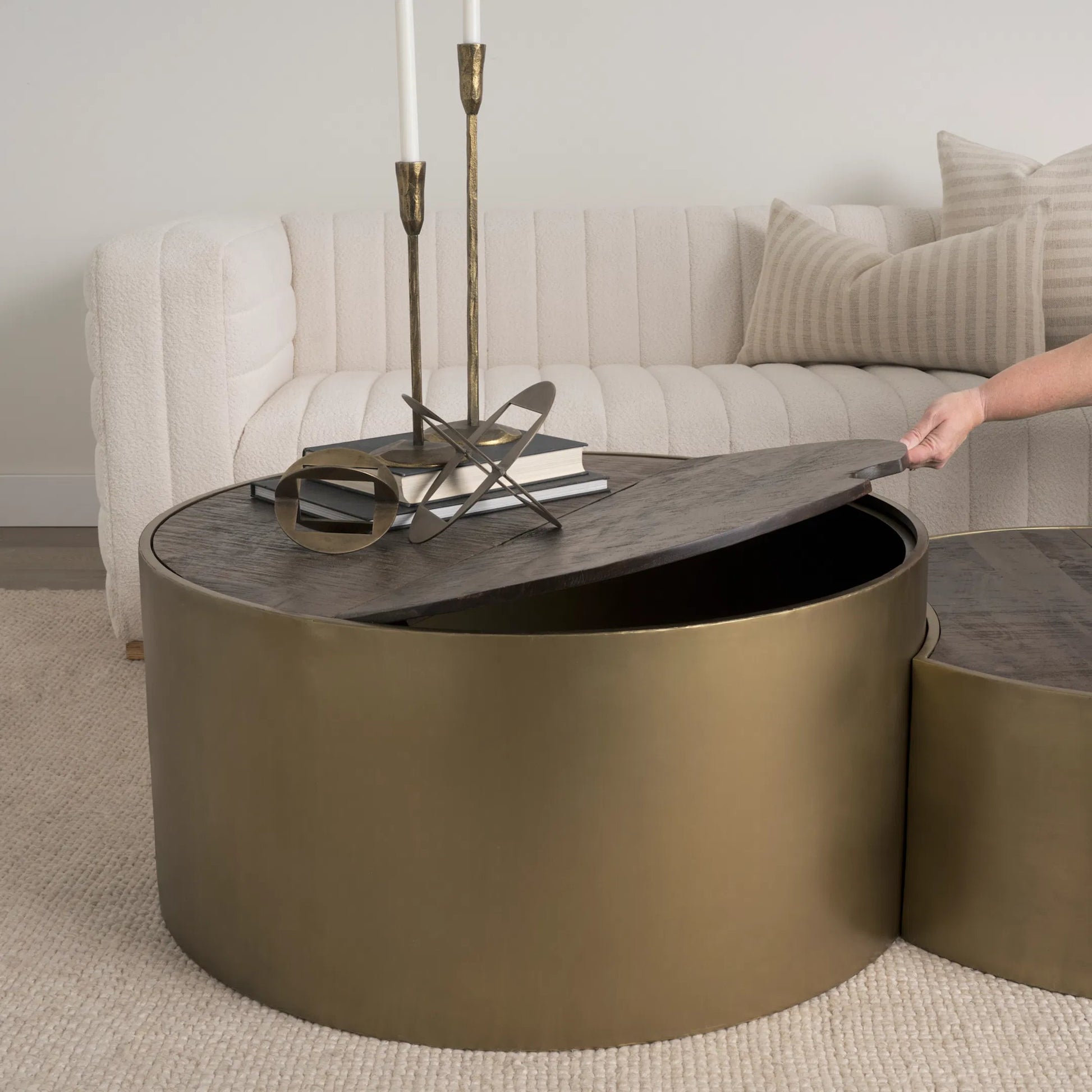 Eclipse Coffee Table by Mercana in brass. Made from wood, metal in a eclectic & global style.
