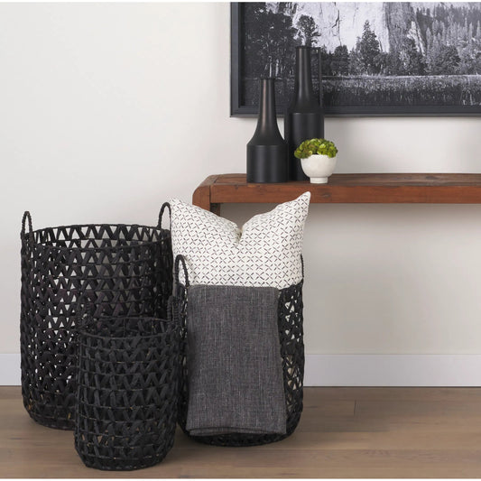 Lola Zig Zag Weave Basket (Set of 3) by Mercana in black. Made from unique in a unique style.