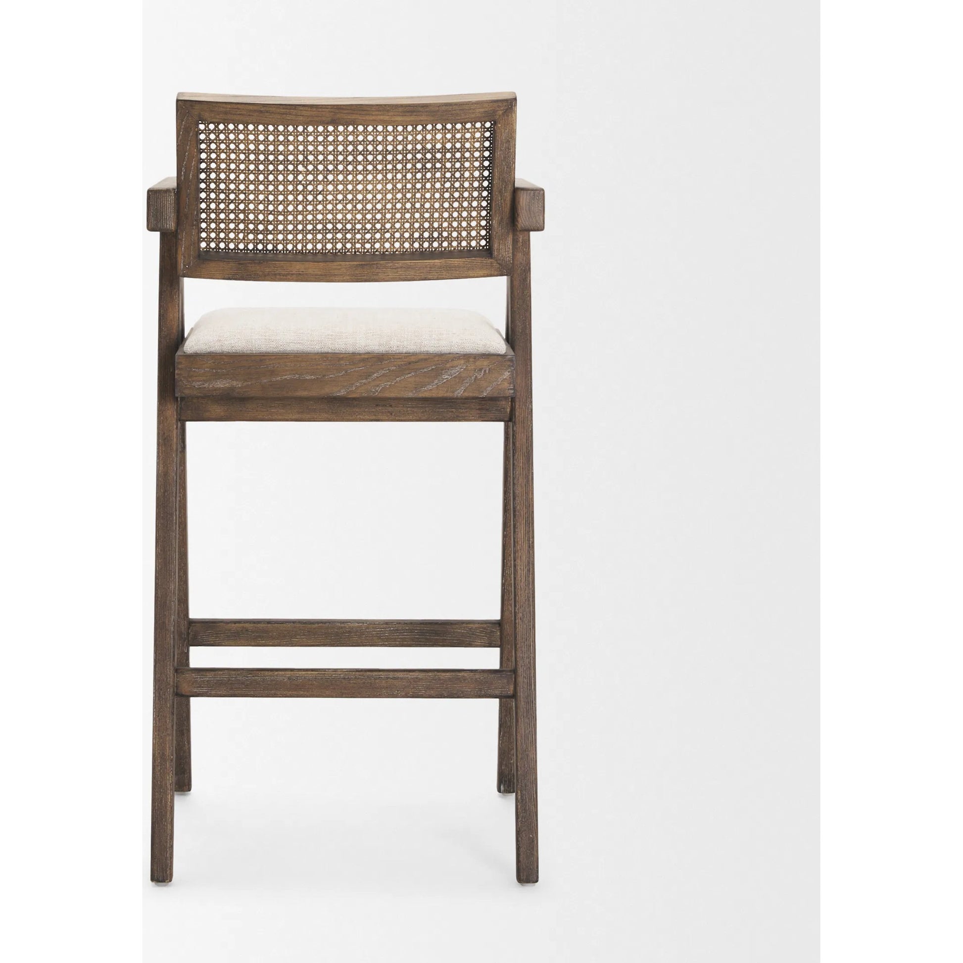 Indie Bar Stool by Mercana in oatmeal, medium brown. Made from solid wood in a cottage & farmhouse style.