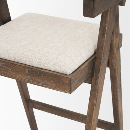 Indie Bar Stool by Mercana in oatmeal, medium brown. Made from solid wood in a cottage & farmhouse style.