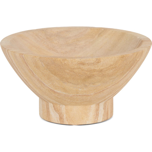 Ramira Decorative Pedestal Bowl by Mercana in brown. Made from sandstone in a unique style.